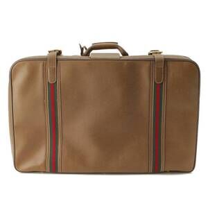 Gucci Sherry Line Leather Travel Bag Suitcase Khaki